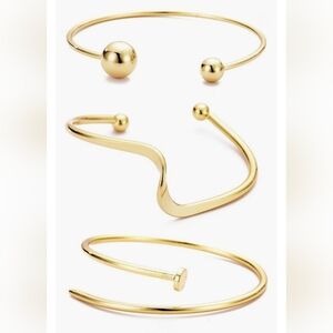 Adornia, Set Of 3 Gold Open Cuff Bracelets, NWT